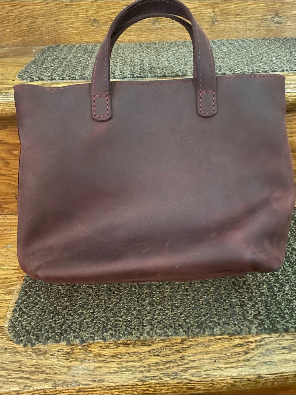AP Portland Leather mini crossbody tote in Merlot! - Picture 4 of 7